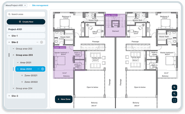 Site drawing and zones